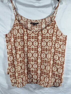 Zac & Rachel Women's Brown Moroccan Print Flowy Tiered Hem Cami Tank Top Size XL